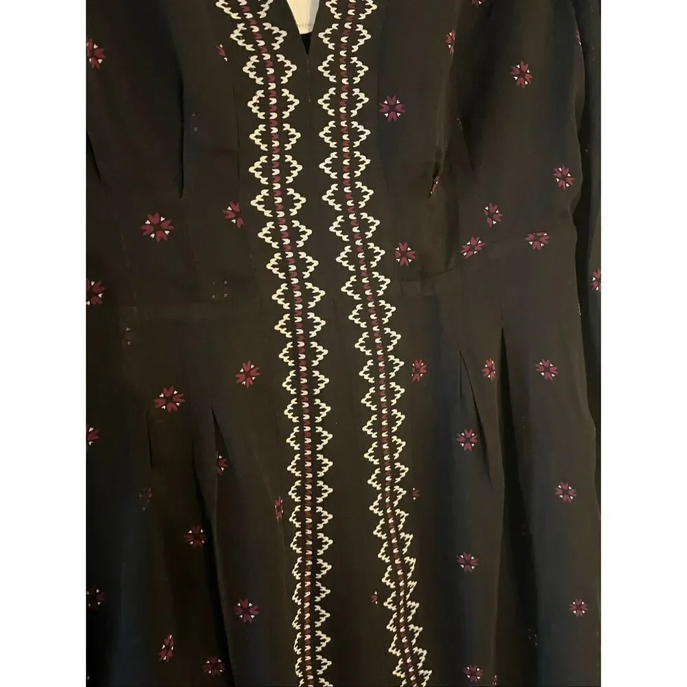 Joie Silk Pleated Print Hi Low Midi Caviar Dress sz 6